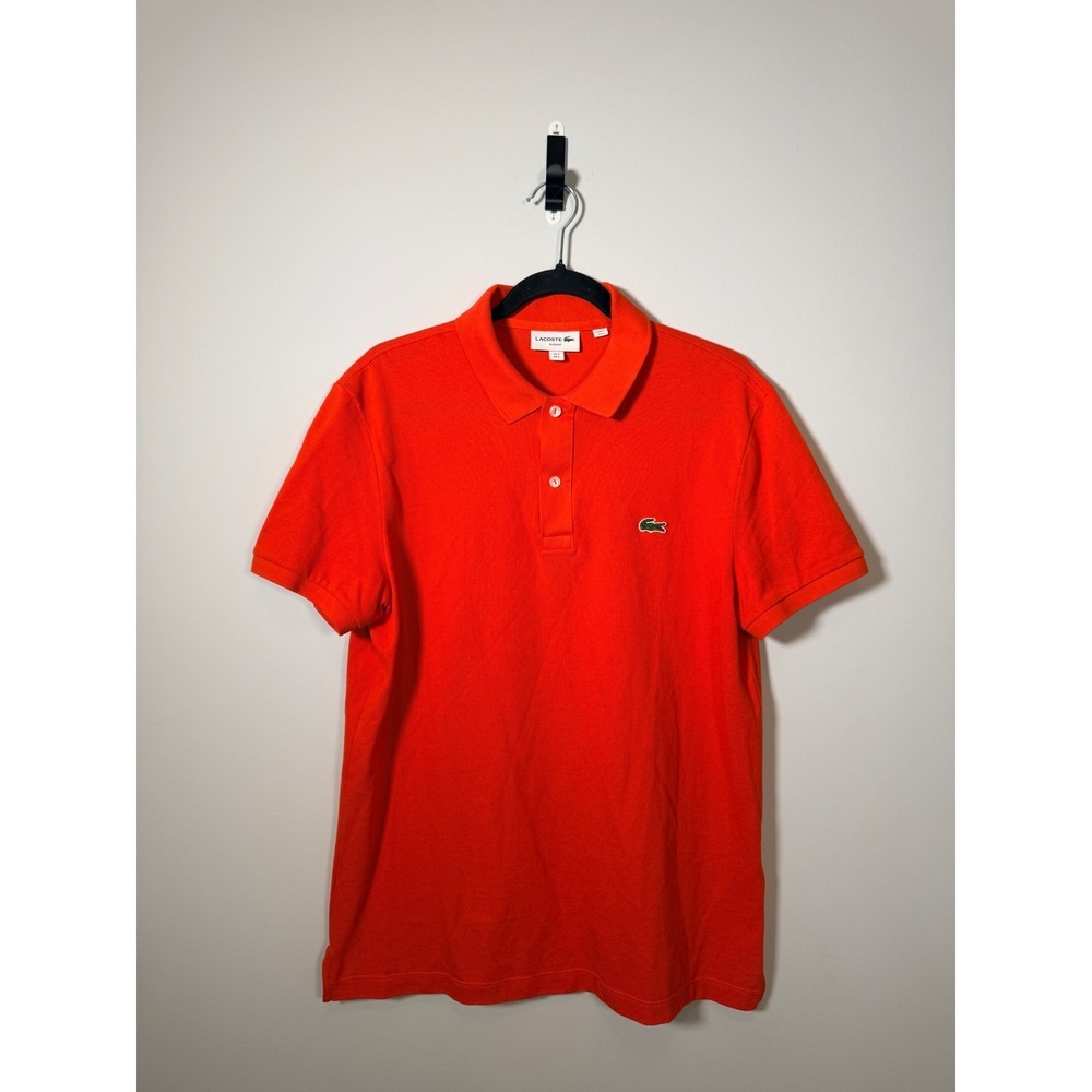 Lacoste Mens Slim Fit Polo Shirt Orange Cotton Pique PH4012 Size US L FR 5